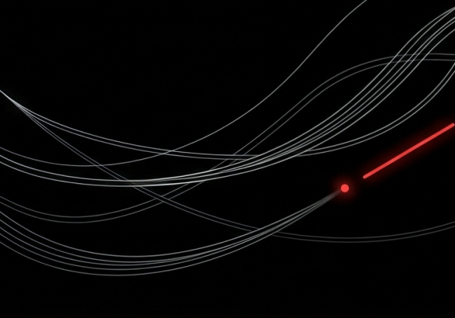 Abstrakte EDM-Visuals in Schwarz, Rot und Weiß spiegeln die energiegeladene Identität von Dad’n’Bass als Techno- und House-DJ wider.